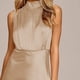 thumbnail image 3 of Vestido Formal De Satén Vestidos largos para mujer Vestido de noche con cuello simulado y abertura lateral para cóctel (Beige S) Ygjytge para Mujer Beige T XL, 3 of 8