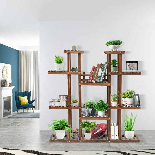 Tooca Plant Stand 9 Tier Wooden Large Plant Shelf Multiple ...