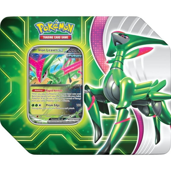 Pokemon Trading Card Games Paradox Clash Iron Leaves Tin - 5 Booster Packs