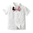 thumbnail image 5 of IROINNID Toddler Boys Short Sleeve Shirts&Shorts Cotton Formal Outfit Infant Print Birthday Gentlemen Set 2PC, 5 of 9