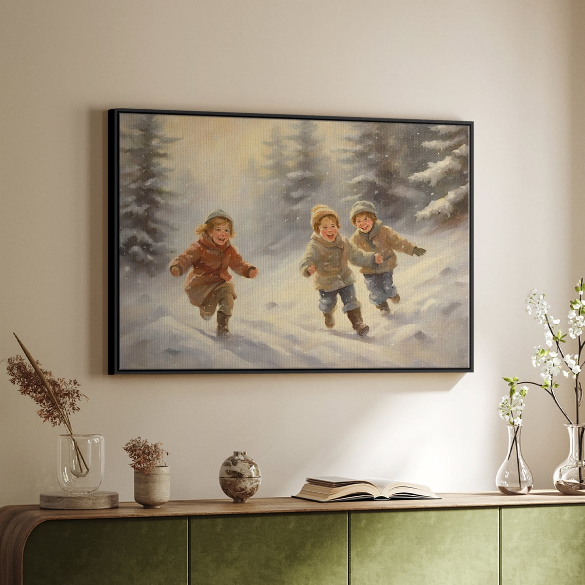 Vintage Landscape-CLXXVII By Wexford Home Framed in Black Wood Gallery Wrapped Canvas 25 in. x 37 in.