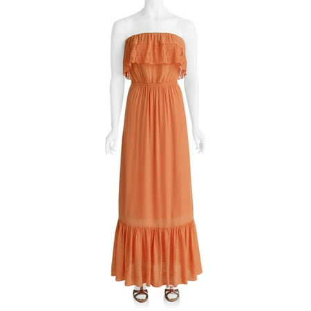 Susie Rose Collection - Womens Gauze Sleeveless Ruffle Maxi