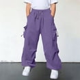 thumbnail image 2 of Cargo Pants Boys Boys Jogger Pants High Waisted Wide Leg with Pocket Loose Fit Sweat Pants for Boys Casual Boys Cargo Shorts Size 11-12 Years, 2 of 9
