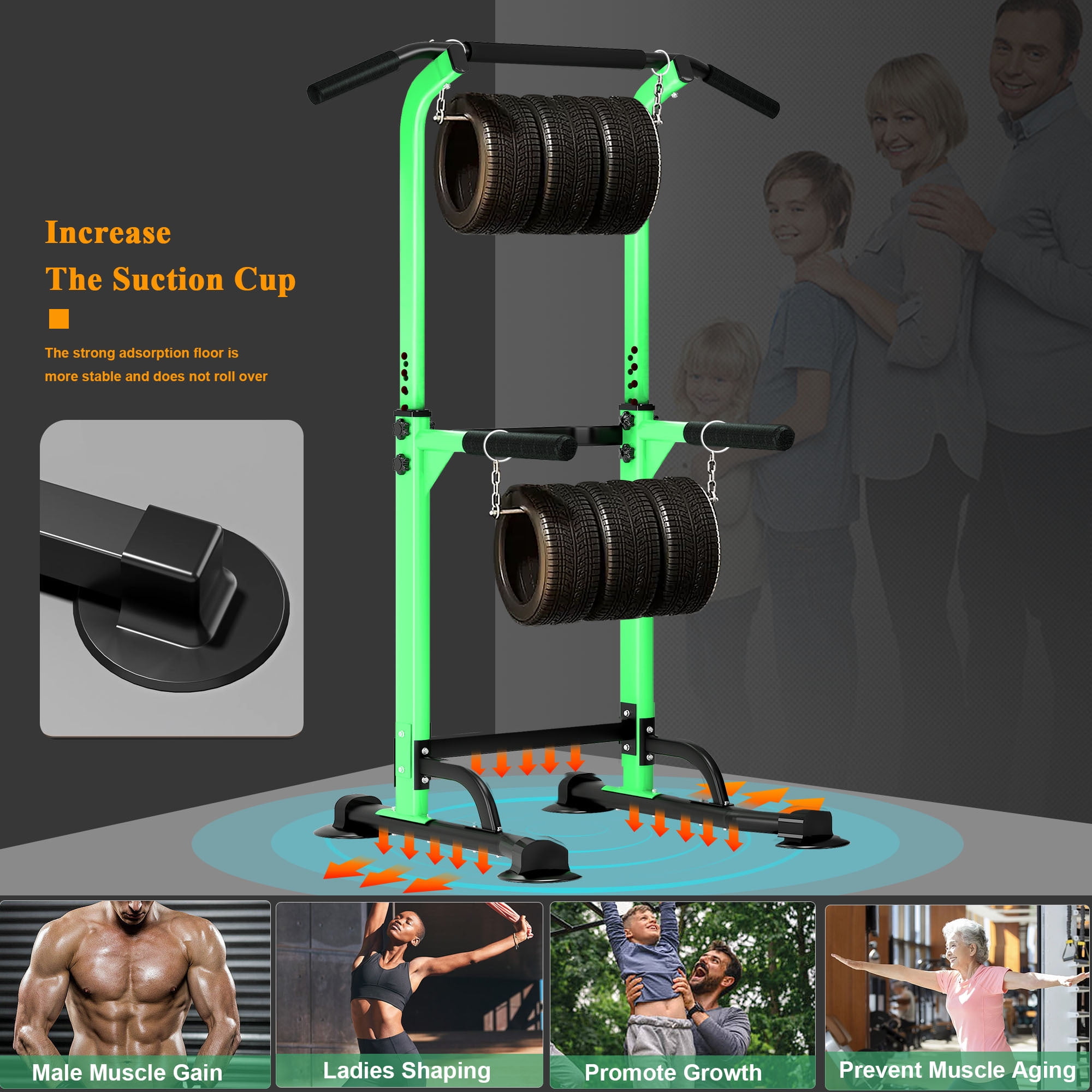 SogesPower Adjustable 83"H Pull up Bar Power Tower Multifunctional Fitness Station for Home