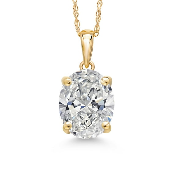 Gem Stone King 2.00 Ct Oval Cut 14K Yellow Gold IGI Certified Lab Grown Diamond Pendant Necklace | D-E Color | VS1-VS2 Clarity | Gold Necklace for Women | With 18 inch Gold Chain