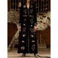 thumbnail image 1 of Gabardina de terciopelo suave con cuello en V para mujer, Abrigo largo con patrón de Luna larga, cinturón de otoño, abrigo de terciopelo elegante de estilo británico, alta calidad, 1 of 4