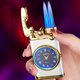 thumbnail image 5 of Reloj de encendedor de llama de doble fuego | Encendedor de reloj de llama azul inflable a prueba de viento de aleación de metal | Esfera de cristal luminoso | Regalo de moda | Llama ajustable | 7,5, 5 of 5