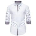 thumbnail image 2 of Aobny Collared T Shirt Button Down White Long Sleeve Tuxedo Tops Plain Dress Shirts Men Fall Tshirts,L, 2 of 8