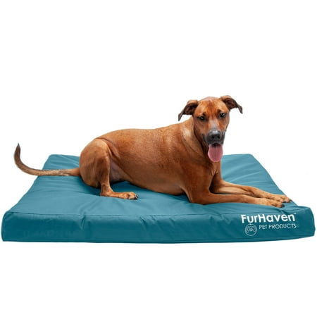 UPC: 0842229120370 | FurHaven Pet Products Furhaven Logo Indoor/Outdoor Deluxe Orthopedic Pet Bed for Dogs & Cats – Deep Lagoon  Jumbo