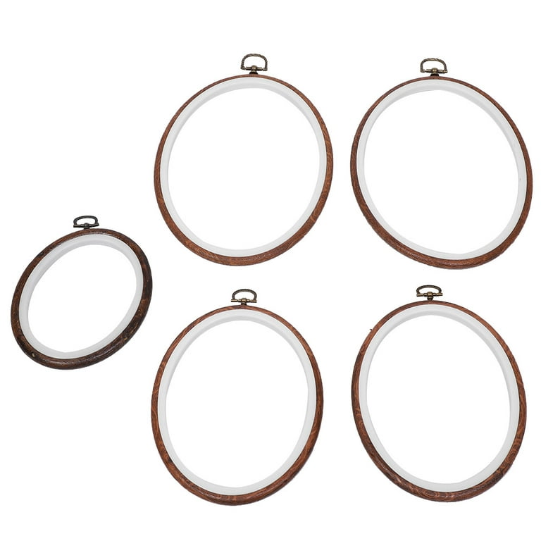 Oval Embroidery Hoops Imitated Wood Cross Stitch Hoop Frame Display Ring  Set, 5 Sizes 5 Pack
