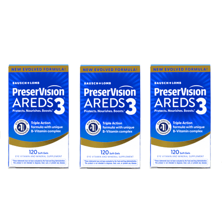 PreserVision AREDS 3 Formula Eye Vitamin & Mineral Supplement, 120 Soft Gels - 3 Pack