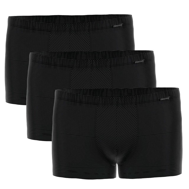 AMMANN Calzoncillos bóxer para hombre Pack de 3 - Retro Short Cotton & More, rayas tono sobre tono, mezcla de algodón Negro XL (X-Large)