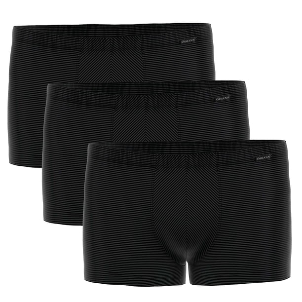 AMMANN Calzoncillos bóxer para hombre Pack de 3 - Retro Short Cotton & More, rayas tono sobre tono, mezcla de algodón Negro M (Medium)