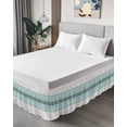 thumbnail image 4 of Teal Aqua Stripes Wrap Around Bed Skirts for California King Bed 16" Drop,Bed Skirt with Adjustable Elastic Belt Dust Ruffle Bed Valance for Bedroom Modern Ombre Abstract Aesthetics Bed Frame Cover, 4 of 7