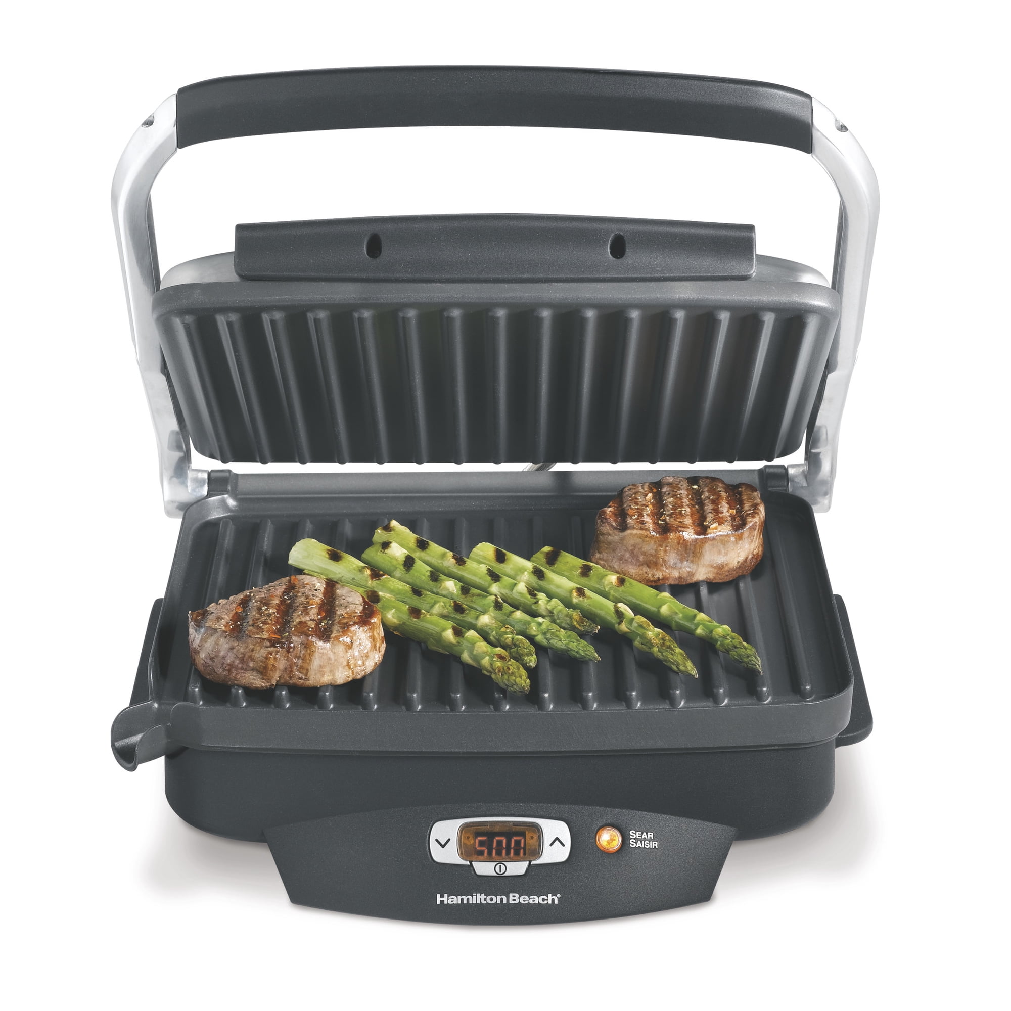 Hamilton Beach Steak Lover s Electric Indoor Grill  Smokeless Grill with Temp Control  Black