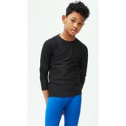 قمصان DEVOPS 3 Pack Youth Boys Compression Athletic Performance Baselayer طويلة الأكمام (صغيرة، أسود/أسود/أسود)