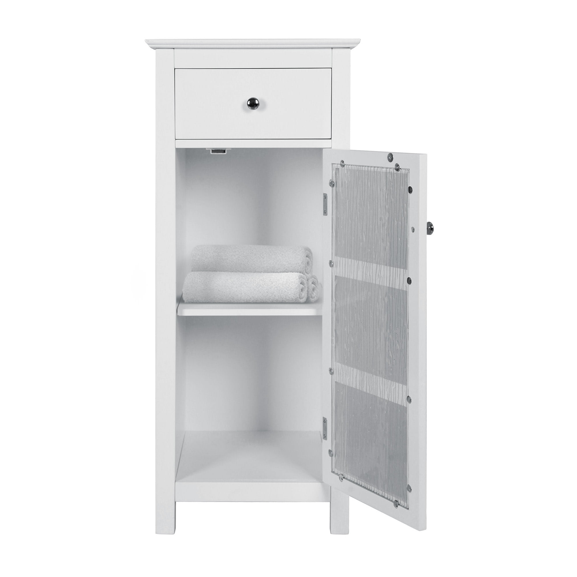 Teamson Home Bathroom Floor Cabinet Door & Drawer White Connor ELG-579