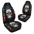 thumbnail image 3 of POLERO 2 Pieces Gothic Sugar Skull Print Car Seat Covers, Universal Fashion Breathable Front Seats Protector Car Accessoires Fits for Car,SUV Sedan,Truck, 3 of 7