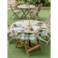 thumbnail image 3 of Outdoor Tablecloth with Umbrella Hole and Zipper, Happy Easter Round Table Cloth 60 Inch Waterproof Tablecloth, Green Blue Gnomes Bunny Flowers Striped Picnic Table Cover for Patio Camping, 3 of 7