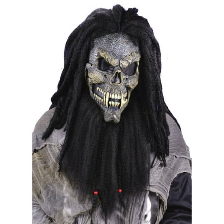 Morris Costumes Fearsome Faces Long Hair Latex Halloween Skull Mask, Style FW8507S