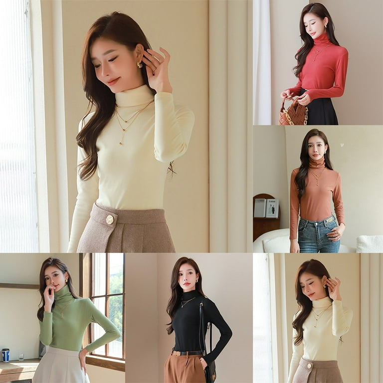 Women Warm Mock Turtleneck Base Layer Shirts Long Sleeve Thermal Underwear Tops Walmart