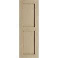 thumbnail image 2 of Ekena Millwork 15"W x 42"H Rustic Two Equal Panel Flat Panel Knotty Pine Faux Wood Shutters (Per Pair), Primed Tan, 2 of 11