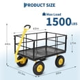 thumbnail image 4 of Heavy Duty Mesh Steel Garden Cart, 1500 Lbs Capacity Folding Utility Wagon with Removable Sides and Wheels for Transporting Gardening Soil Tools and Plants, Black, 4 of 11