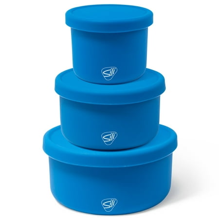 

Silipint: Silicone Lidded Bowls: Set of 3: Deep Pool - 10 20 & 30oz - Flexible/Unbreakable Storage Non-Slip Storage
