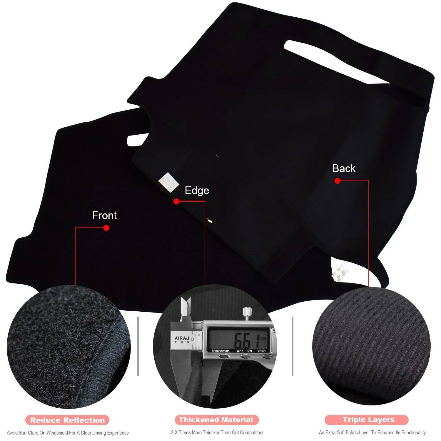 XUKEY Dashboard Cover For Ford F150 2015 -2020 Dash Mat Pad Dashmat Black