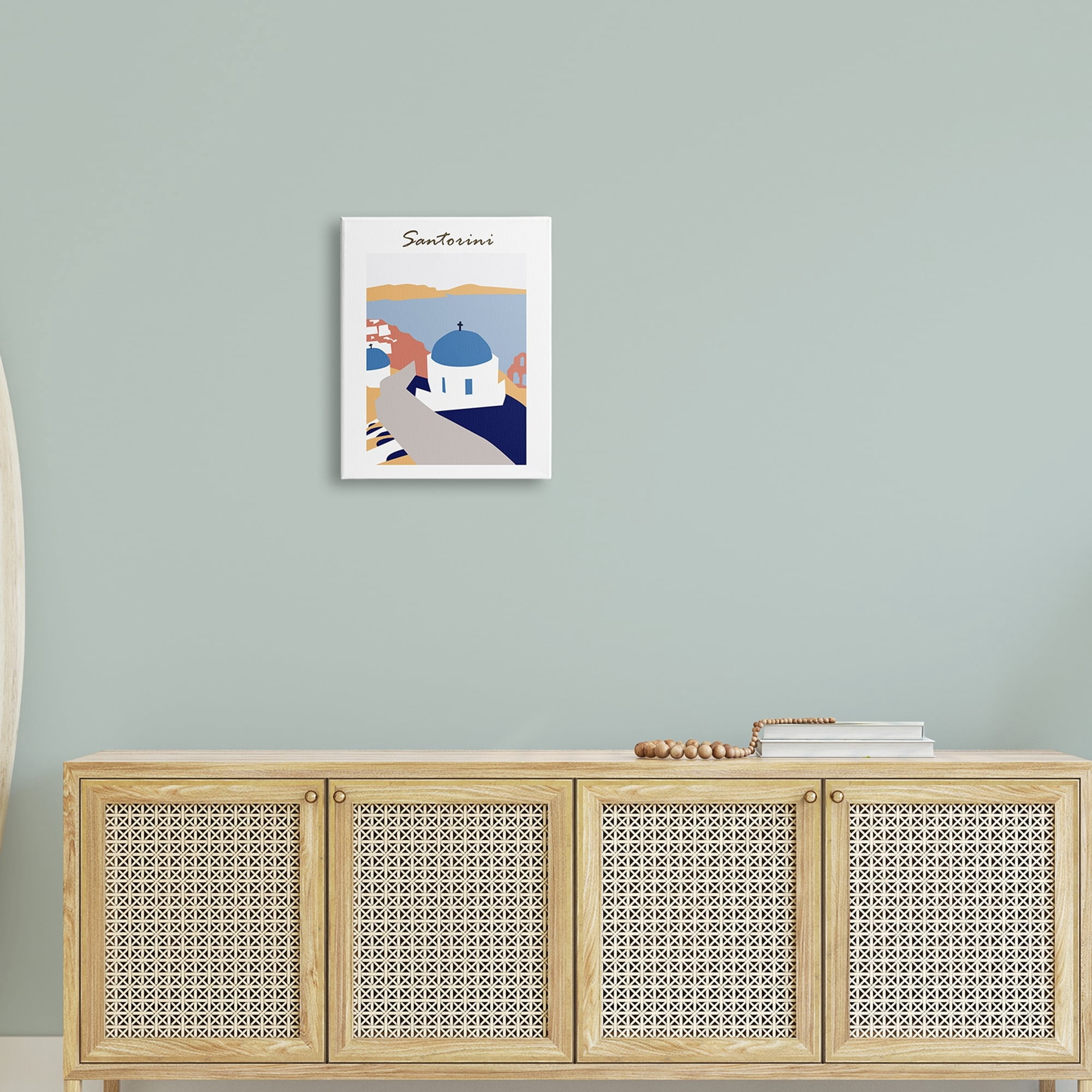 Stupell Industries Coastal Cliff Town Santorini Minimalistic Travel Illustration ,16 x 20, Design by Melissa Wang