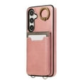 thumbnail image 6 of Wallet Back Case for Samsung Galaxy S24 with Wrist Strap, Stylish Magnetic Card Holder Finger Ring Kickstand PU Leather Lanyard Shockproof Slim Phone Case for Samsung Galaxy S24, Pink, 6 of 7