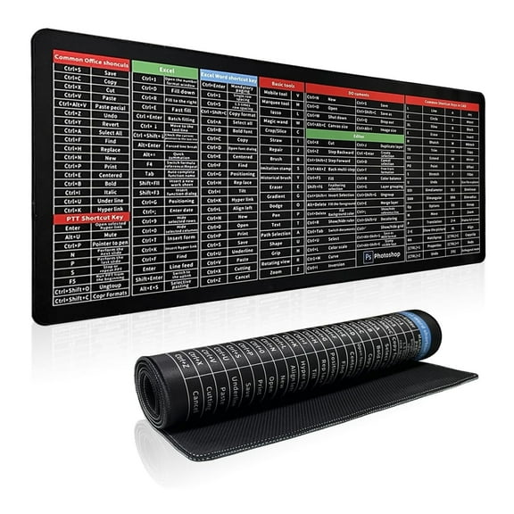 Excel Cheat Sheet Desk Pad, Excel Shortcuts Keys Mouse Pad, Excel Shortcut Mousepad, Desk Mat, Office Desk Mat,Excel Mouse Pad, Large Mouse Pad, XL XXL Mouse Pad