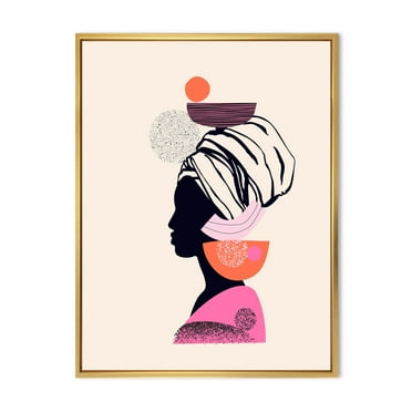 Designart 'Ethnic Portrait of African American Woman' Modern Framed Canvas Wall Art Print