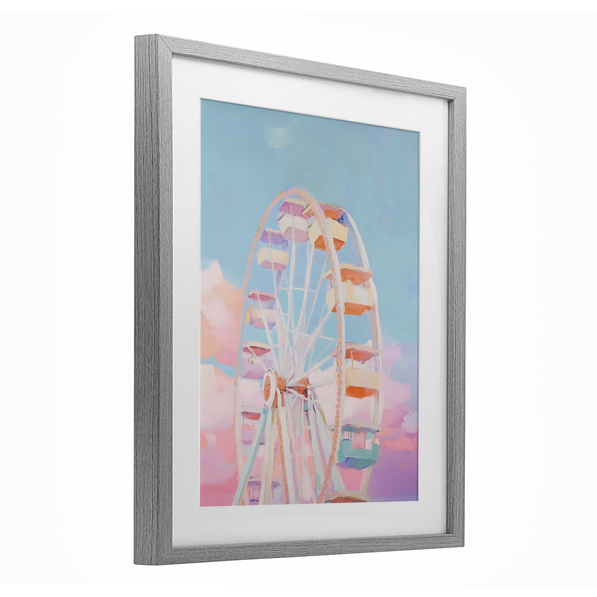 Stupell Industries Ferris Wheel & Cotton Candy Sky Gray Framed Print Under Glass, design by The Prints Vibe