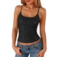 thumbnail image 2 of Hzzrkos Women Fashion Slim Fit Ribbed Scoop Neck Sleeveless Adjustable Strap Camisole Tank Top Stretch Cami Shirt for Casual Party Going Out Layering, 2 of 9