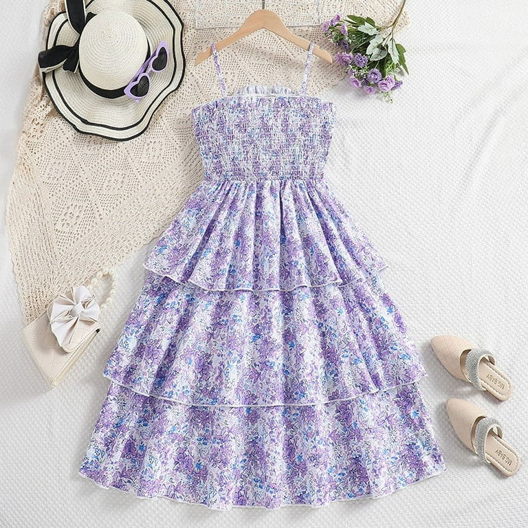 Toddler Girls Shirred Rainbow Princess Puffy Dress Toddler Girls Shirred Rainbow Princess Puffy Dress
