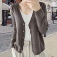 thumbnail image 2 of COMVALUE Women's Cardigans Lightweight Button Up Fall Long Sleeve Cardigan Sweater Solid Color V Neck Knitted Tops (Coffee, XXL), 2 of 5