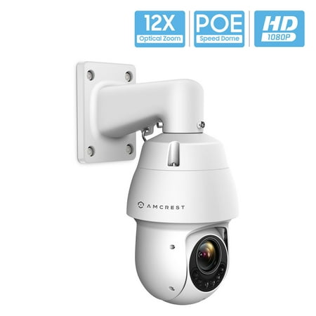 Amcrest Outdoor PTZ POE Camera, Pan/Tilt/ 12x Optical Zoom 1080P POE+ (802.3at) Home Security PTZ IP Camera, Starvis Low Light Sensor, 328ft Night Vision, IP66 Waterproof, 2-Megapixel,