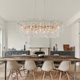 thumbnail image 3 of TICOZE Modern Rectangular Crystal Chandelier, 49.2" Gold Tree Branch Pendant Lighting with 14 Lights Luxury Raindrop Light Pendant Lights for Dining Room Kitchen Living Room(Bulbs Not Included), 3 of 8