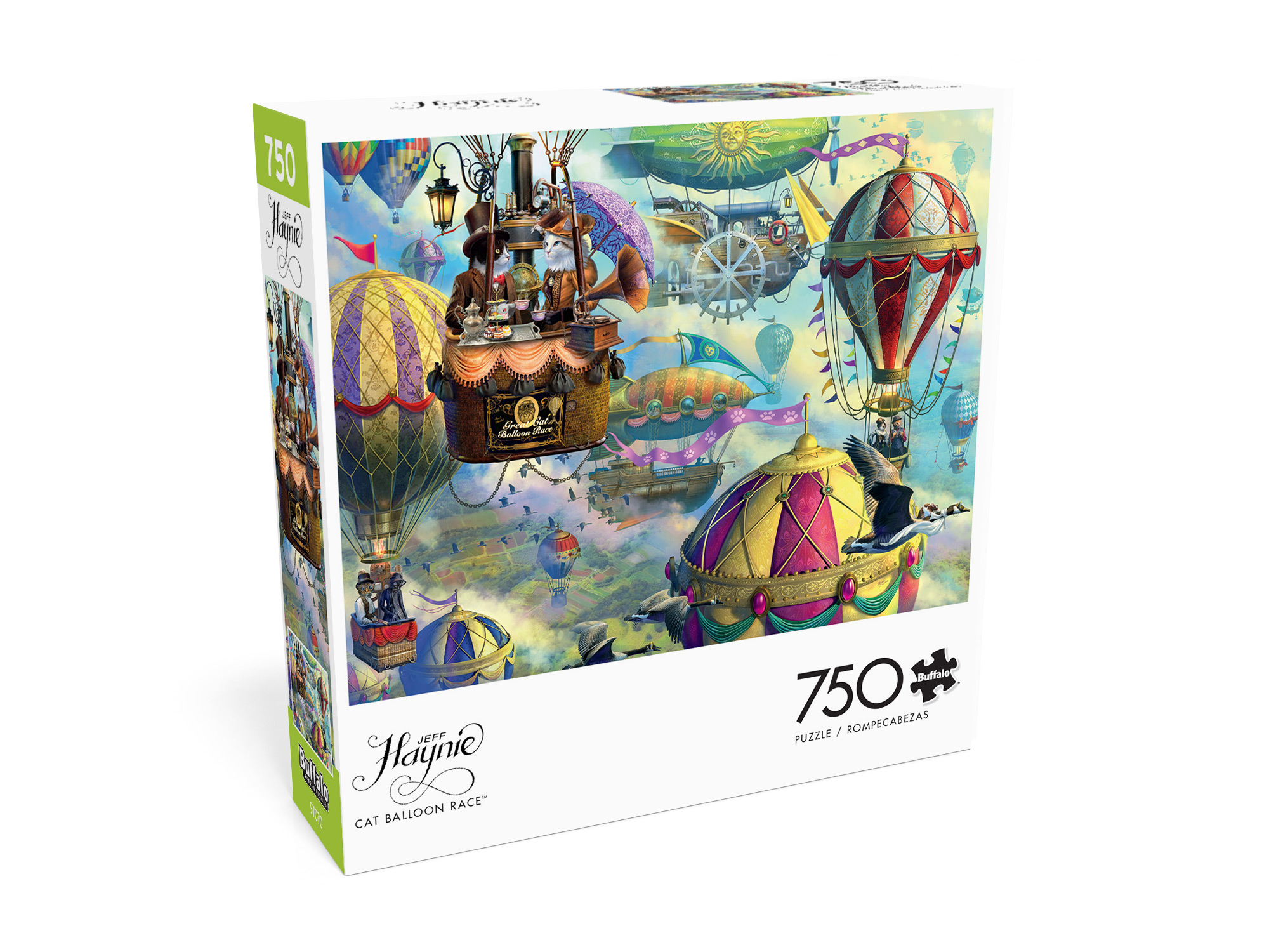 Buffalo Games 750-Piece Jeff Haynie Cat Balloon Race Interlocking Jigsaw Puzzle