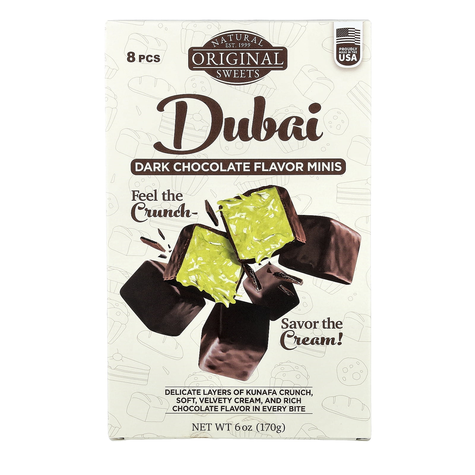 Original Natural Sweets Dubai Dark Chocolate Minis, 8 Pieces, 6 oz (170 g)