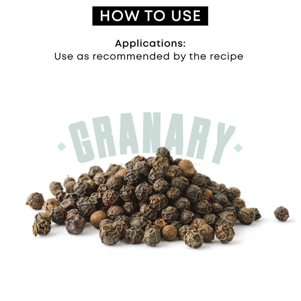 Natural Black Pepper Whole by Granary Mart – Gourmet & Culinary Spice – Full Bodied, Dried & Flavorful - Ready to Use – Ideal for Grinder Refill - Affordable Bulk Rate – 33 lbs. Bulk Bag