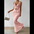 thumbnail image 4 of Conjunto de Dos Piezas para Mujer: Top con Cuello Halter y Falda con Frontal, Conjunto de Verano. Rosa M, 4 of 10