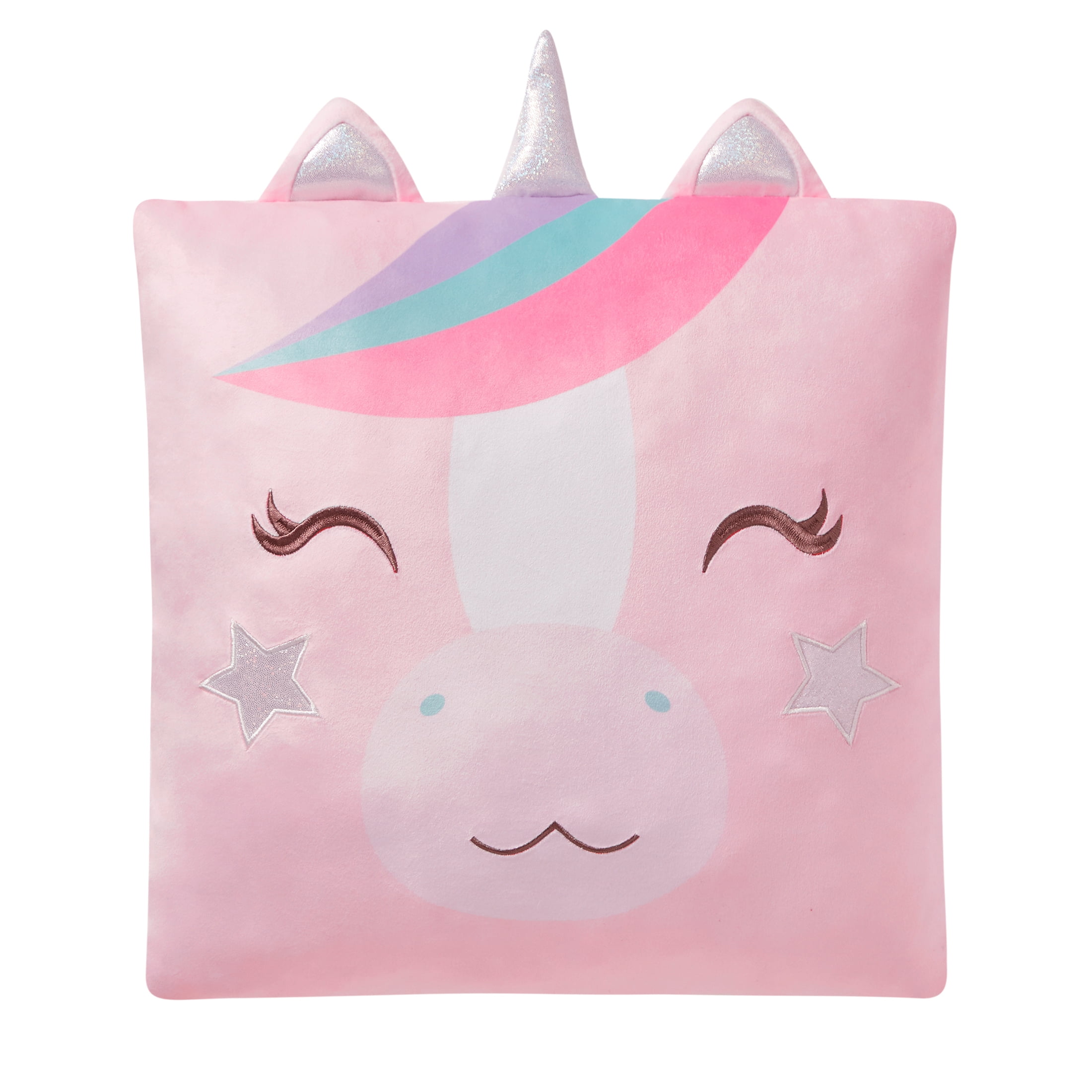 (2 pack) Your Zone Unicorn Snuggly Pillow, 18" x 18", Multicolor, Decorative