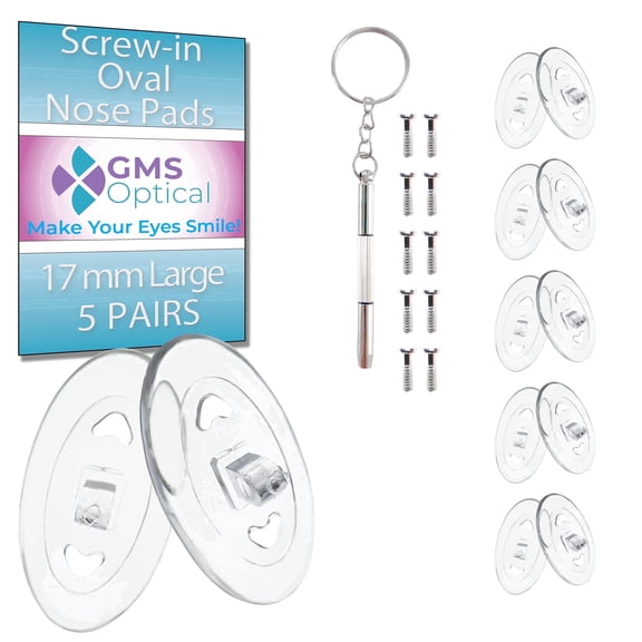 Screw-in Nose Pads 17mm Oval, 5 Pairs, Silicone Nose Pads for Glasses