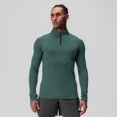 thumbnail image 2 of Men's Fitness Tops Elasticity Slim Fit Quarter Zip Long Sleeved Tops Green L, 2 of 8
