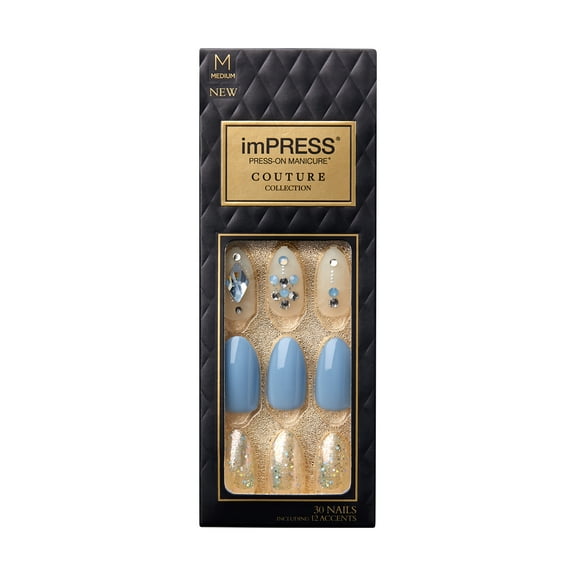 KISS imPRESS Press-On Manicure Couture Collection , ‘Blue Mood’, 30 Count