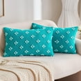 thumbnail image 2 of 2PCS Decorative Throw Pillow Covers Rhombic Jacquard Pillowcase Soft Square Cushion Case for Couch Sofa Bed Bedroom Living Room, 12 X 20in, 2 of 7