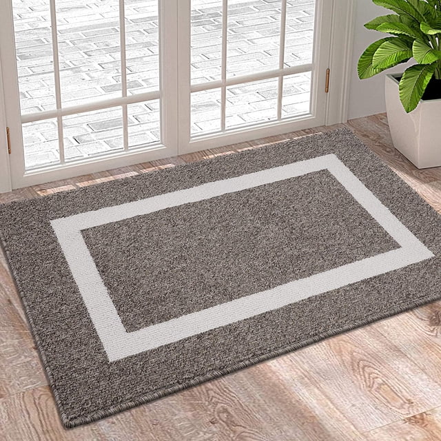 XICEN Indoor Door Mat, 20x32, Non-Slip Absorbent Resist Dirt Entrance Rug, Machine Washable Low-Profile Inside Entry Door Rugs for Entryway, Brown