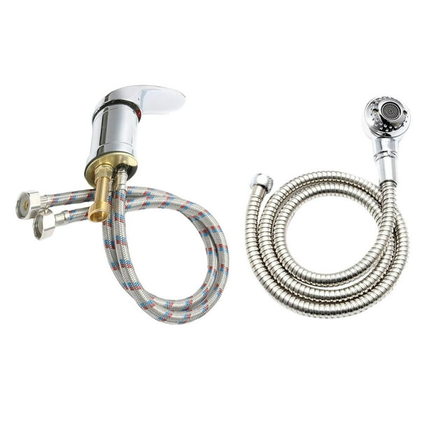 Manguera de mano para champú, grifo para lavabo de baño, grifo mezclador de agua fría y caliente, manguera para lavabo de baño Plata